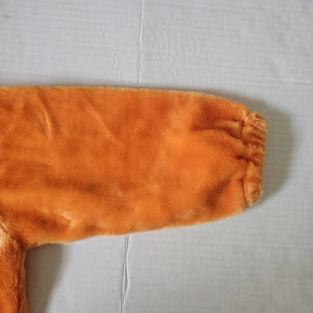 Vintage Chrisha Pumpkin Costume Child Ages 4-6 One Piece Zip Front Orange Plush